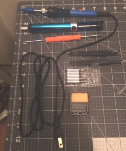 Sywon Full Set 60W 110V Electric Soldering Iron Kit with Adjustable Temperature Welding Iron, 5pcs Tips, Desoldering Pump, 2pcs Tweezers, Tin Wire Tube, Stand and 6pcs Aid Tools in PU Carry Bag 36 71pYe4rgNL