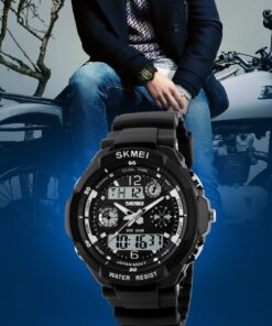 Alternative view of FANMIS Unisex Sports Watches Military Analog Digital Display Watch Multifunction Dual Time Alarm Stopwatch Backlight 50M Waterproof Outdoor Sports Watch black