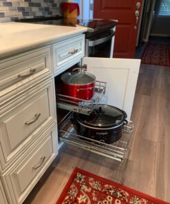 Household Essentials Glidez Multipurpose Chrome-Plated Steel Pull-Out/Slide-Out Storage Organizer for Under Sink or Under Cabinet Use - 2-Tier Design - Fits Standard Size Cabinet or Shelf, Chrome Undersink 12.25" - Standard 39 71pZckvYlML