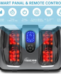 TISSCARE Shiatsu Massage Foot Massager Machine - Improves Blood Flow Circulation, Deep Kneading & Tissue with Heat/Remote, Neuropathy, Plantar Fasciitis, Diabetics, Pain Relief Upgrade Gray 27 71paAAEFQ0L