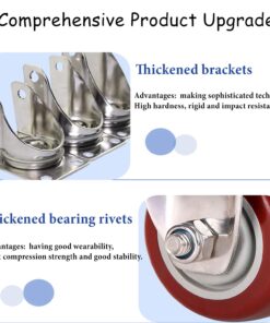 ABSLIMUS 4 inch Heavy Duty Casters Load 2400lbs, Lockable Bearing Plate Caster Wheels with Brakes, 360-degree Swivel Casters for Furniture and Workbench Cart, Set of 4 (Free Screws and a Spanner) 4 inch Red 26 71paSSTcZzL