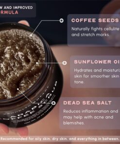 Brooklyn Botany Dead Sea Salt and Arabica Coffee Body Scrub 10 oz - Moisturizing and Exfoliating Body, Face, Hand, Foot Scrub - Fights Stretch Marks, Fine Lines, Wrinkles - Great Gifts for Women & Men 10 Ounce (Pack of 1) 24 71paq4dZaKL