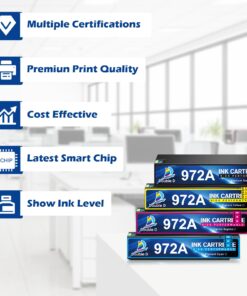 DOUBLE D (Upgraded Chip Compatible Ink Cartridge Replacement for HP 972 972A for HP PageWide 377dw, PageWide Pro 477dw 477dn 577dw 577z 452dn 452dw 552dw P55250dw P57750dw, 4PACK 4 Pack 12 71pcVddvEaL