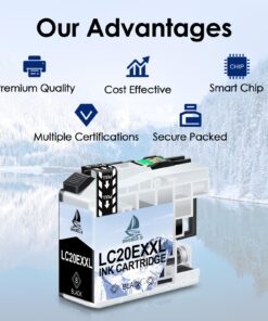LC20E Super High Yield Compatible Replacement for Brother LC20E LC-20E XXL Ink Cartridges use with Brother MFC-J985DW MFC-J775DW MFC-J5920DW MFC-J985DWXL MFC-J775DWXL Printer (4BK/2C/2M/2Y, 10 Pack) 10 PK 11 71peVxOHVfL