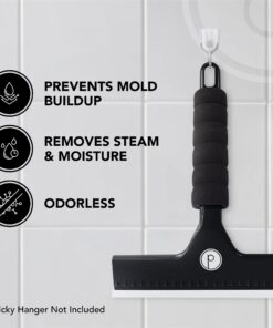 Squeegee for Shower Door, Car Windshield, and Glass Window - 2 Extra Silicone Replacement Blades - Foam Handle - Black 17 71pgM134vL