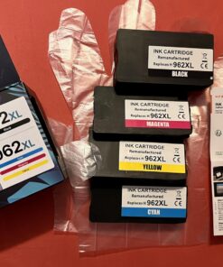 Exurbiz 962XL Ink Cartridges Combo Pack Compatible for HP 962 XL Ink High Yield Work with HP OfficeJet Pro 9010 9012 9015 9020 9018 9025 9019Printers (Black Cyan Magenta Yellow, 4 Pack) Black Cyan Magenta Yellow 19 71ph28 MUzL