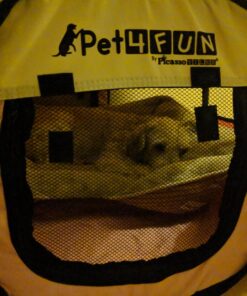 PET4FUN PN935 29" Portable Pet Puppy Dog Cat Animal Playpen Yard Crates Kennel w/Premium 600D Oxford Cloth, Tool-Free Setup, Carry Bag, Removable Security Mesh Cover/Shade, 2 Storage Pockets(Pink) Upgrade Version: 29" x 29" x 17" Medium Pink 46 71piv3ljWWL