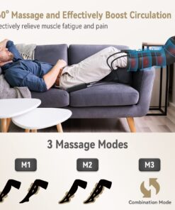 FIT KING Leg Massager with Heat - Upgraded Leg Compression Massager for Circulation and Pain Relief, FSA HSA Approved Foot and Leg Massager Compression Boot for Edema, Relax Recover - Gift for Dad Mom Classis Black With Blue 1 Pair (2PCS) 40 71pjW5W4bTL