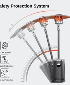 EAST OAK 50,000 BTU Patio Heater with Sand Box, Table Design, Double-Layer Stainless Steel Burner, Wheels, Triple Protection System, Outdoor Heater for Home and Residential, 2023 Upgrade, Black 43 71pkk2DBsWL