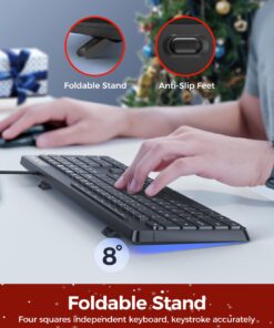 Wired Keyboard,Quiet Keyboard,Multimedia USB Computer Keyboard,Silent Keyboard with Low Profile Chiclet Keys,Large Number Pad,Spill-Resistant,Anti-Wear Letters,Full Size Keyboard for Laptop,Desktop 21 71pkpTYpgzL