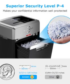 BONSEN Heavy Duty Paper Shredder, 24-Sheet Cross-Cut Shredder, 40-Min Continuous Running Time, Commercial Grade Shredder for Office, 9-Gallon Big Basket, 55dB Super Quiet, P-4 High Security (S3105) 23 71plYrUZIL