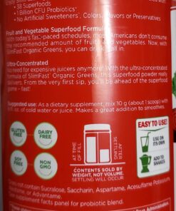 SlimFast Greens Powder, Green Superfoods with Organic Wheat Barley Grass, Flax Seed & Inulin, Oat Fiber Supplement, 1 Billion CFU Probiotics, Probiotic Multi Enzyme- Berry Burst, 30 Servings Organic Greens 43 71pmZavum3L 1