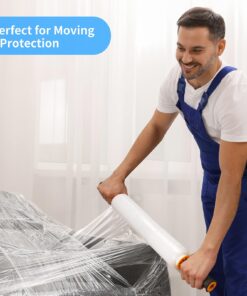 Origuuds Stretch Film, 80 Gauge Stretch Wrap with Handles, Industrial Strength Plastic Wrap for Moving, Pallet Wrap, Packing, Furniture Wrapping, Luggage (Clear/15 Inch x 1000 Feet,1 Roll) Clear 1 Roll/15in x 1000FT 15 71pn3RfGqyL