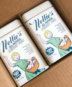 Nellie's Laundry Soda, 100 Load Tin, Non Toxic, Biodegradable, Hypoallergenic, Vegan, Leaping Bunny Certified, 52.8 Oz, Pack of 2 Fragrance Free 3.3 Pound (Pack of 2) 23 71pnOTb5TPL