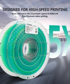 AMOLEN PLA 3D Printer Filament, PLA Filament 1.75mm Transparent Blue Green, with Light Transmission Feature, Compatible with Most FDM Printer, 1KG/2.2lb 7 71pnZ3 eXL
