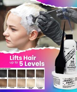 MANIC PANIC Flash Lightning Hair Bleach Kit - 30 Volume Developer + Bleach Powder for Hair Lightening + Lifting up to Five Levels - Vegan And Cruelty Free Orginal 45 71pogabrvTL