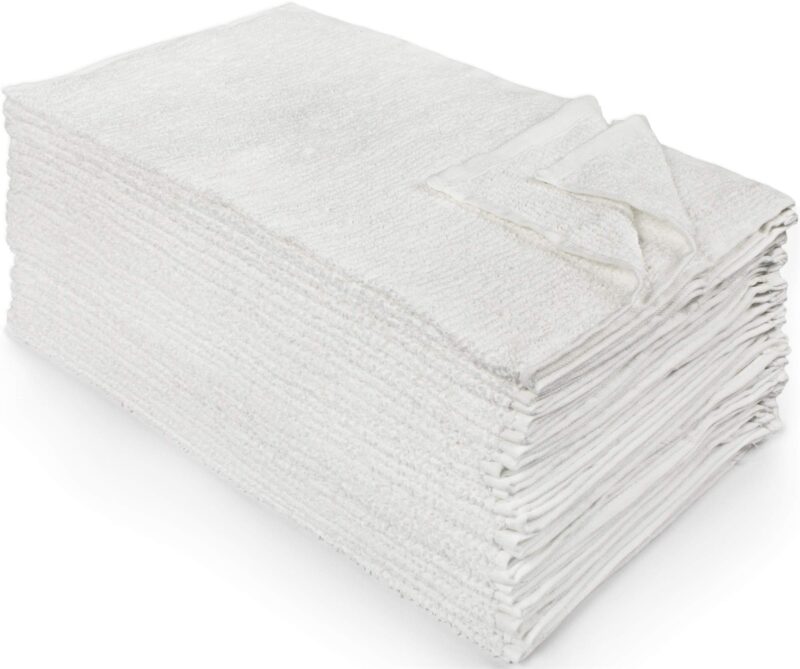 Nouvelle Legende Ribbed Bar Mop Towel, Cotton, 16 by 19 Inches, White, Pack of 25
