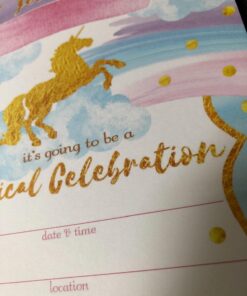 POP parties Magical Unicorn 12 Large Invitations - 12 Invitations + 12 Envelopes - Double Sided 17 71pooltHJ0L