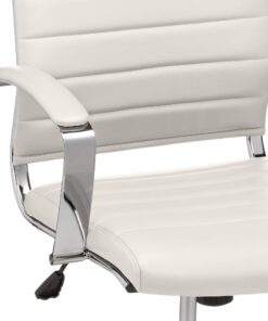 Amazon Basics High-Back Executive Swivel Office Desk Chair with Ribbed Puresoft Upholstery, Lumbar Support, Modern Style, 23.9"D x 24.69"W x 41.5"H, Stunning White 29 71ppMKysryL