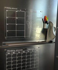Magnetic Acrylic Calendar for Fridge,2 Pack 12"x16" Clear Fridge Calendar Dry Erase Magnetic Planning Boards Set Includes 6 Colorful Highlight Markers,Magnetic Pen Holder and Erase Towel Monthly Planner+Weekly Planner 40 71pplr2NaBL