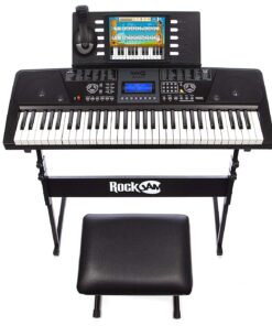 Alternative view of RockJam 61 Key Keyboard Piano With LCD Display Kit, Stand, Bench, Headphones, Simply App & Keynote Stickers Keyboard Piano Kit