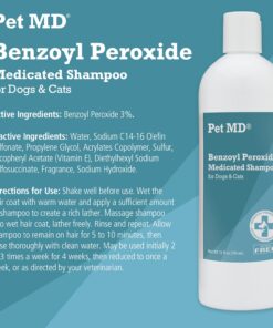 Pet MD - Benzoyl Peroxide Medicated Shampoo for Dogs and Cats - Effective for Skin Conditions, Dandruff, Itch Relief, Acne and Folliculitis - Citrus Scent - 12 oz 16 71pqSadKq1L
