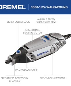 Dremel 3000-1/24 Variable Speed Rotary Tool Kit - 1 Attachment & 24 Accessories, Ideal for Variety of Crafting and DIY Projects – Cutting, Sanding, Grinding, Polishing, Drilling, Engraving 25 Piece Kit 14 71pqgygA05L