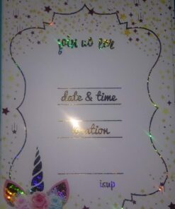 T-Antrix 24 Pcs Unicorn Invitations with 24 Envelopes, Double Sided Rainbow Glitter Unicorn Birthday Party Invitation Cards for Kids Birthday Baby Shower Unicorn Party Supplies 52 71pqsN8YJBL