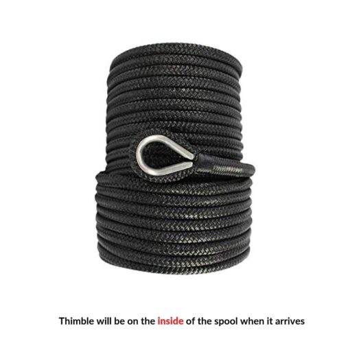 SGT KNOTS Nylon Double Braid Anchor Line with Thimble for Boat Anchors, Marine Ropes (1/2" x 150ft, Black) 1/2" x 150ft - Image 2