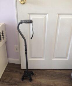 Ez2care Adjustable Folding Quad Cane for Right or Left Hand Use, Lightweight, Self Standing Small Base Walking Stick for Travel and Storage, Four Prongs Collapsible Cane, Metallic Grey 22 71prQEWlcPL