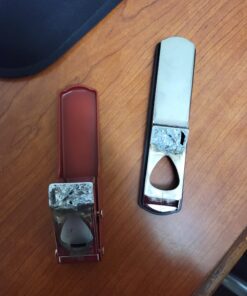 Pick-a-Palooza DIY Guitar Pick Punch Gift Pack - the Premium Guitar Pick Maker - Includes Leather Key Chain Pick Holder, 4 Pick Strips and a Pick File - Red Red/Silver 19 71ps 1HuKyL