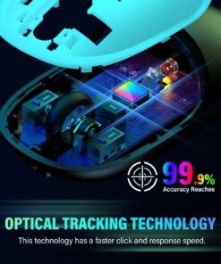 FENISIO Wired Mouse, USB Computer Mouse with Backlit, Ultra Silent Wired Mouse with 6400 DPI, Ergonomic LED Corded Mouse for PC, Laptop, Desktop, MacBook, Windows Black 12 71ps 98 GYL