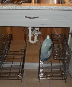 Household Essentials Glidez Multipurpose Chrome-Plated Steel Pull-Out/Slide-Out Storage Organizer for Under Sink or Under Cabinet Use - 2-Tier Design - Fits Standard Size Cabinet or Shelf, Chrome Undersink 12.25" - Standard 49 71psdDwChpL