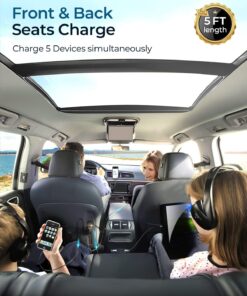 5-in-1 Multi Port USB C Car Charger, 78W iPhone Car Charger Fast Charging for Multiple Devices, Car Cigarette Lighter USB Charger with Fast 5FT Cable for iPhone15/Samsung/iPad Pro/MacBook Air/Pro 23 71pt BlGJcL