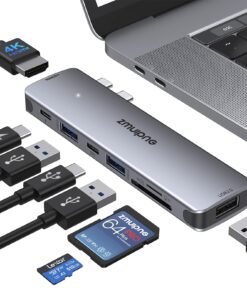 USB C Hub Adapter for MacBook Pro Air 2022 2021 2020 2019 Docking Station for MacBook M1 M2 USB C to HDMI Mac Accessories Multiport Dongle with 4K HDMI USB 3.0 SD TF Thunderbolt 3 USB-C Port Type C 8 IN 2 USB C Hub