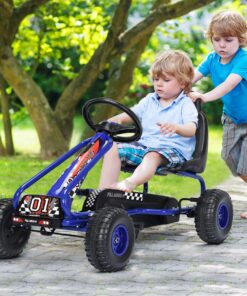 Alternative view of Costzon Kids Pedal Go Kart, 4 Wheel Pedal Powered Ride On Toys, Outdoor Racer Pedal Car with Adjustable Seat, Handbrake & Non-Slip Wheels, Pedal on Foot on Kart Gift for Boys Girls (Blue) Blue