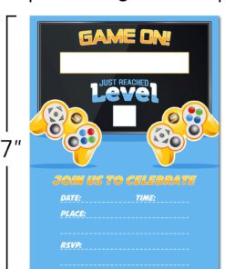 30 Video Game Party Invitations with Envelopes (30 Pack) - Kids Birthday Invitations for Boys or Girls - Video Game Party Decorations Supplies 7 71puJ4DDCGL