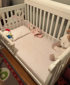 Universal Fit Crib Sheets - 100% Natural Soft Jersey Knit Cotton for Standard Crib and Toddler Mattress - 2 Pack (Pink Polka Dot, Chevron) by Ziggy Baby Pink Polka Dot, Chevron 28 71puNSxy6sL 1