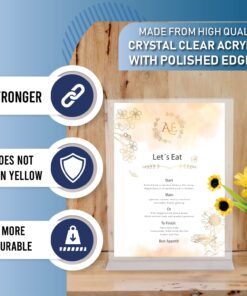 Acrylic Sign Holder 8.5 x 11 - T-Shape Double Sided Acrylic Table Signs Stand with Wide Base, Plastic Sign Holder for Table Top Signs and Acrylic Table Signs, Menu Holder, Paper Display Stand (6 Pack) 8.5x11 - Vertical - 6 Pack 21 71puNt0oIRL