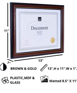 kieragrace KG Kylie Document Frame - 8.5" x 11", Brown with Gold Lining Dark Brown-Kylie Gold Lining 15 71puPkJTroL