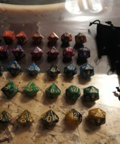 SmartDealsPro 5 x 7-Die Double-Colors Polyhedral Dice Sets with Pouches for D&D DND RPG MTG Dungeon and Dragons Table Board Roll Playing Games D4 D6 D8 D10 D% D12 D20 5-color Sets 100 71pup78b99L