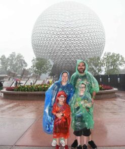 Lingito Rain Ponchos Family Pack - Emergency Drawstring Hood Poncho for Children & Adults Lightweight Reusable or Disposable Family - (4) Adult + (4) Children Multicolor 32 71pwhfsA0CL 3