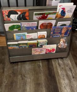 ECR4Kids Double-Sided Mobile Book Display, Classroom Bookshelf, Grey Wash 29 71pxSKHsLBL