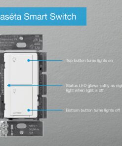 Lutron Caseta Smart Lighting Switch for All Bulb Types or Fans | Neutral Wire Required | PD-6ANS-WH | White 1 Pack Smart Switch 34 71pxkWDgTFL