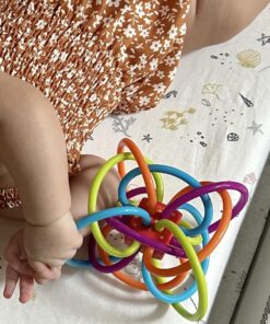 Manhattan Toy Winkel Rattle & Sensory Teether Toy, Blue/Green/Orange, 5 Inch x 4 Inch x 3.5 Inch 26 71pynWxExFL