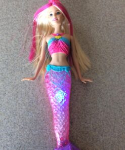 Barbie Dreamtopia Doll, Rainbow Lights Mermaid with Glimmering Light-Up Rainbow Tail, Headband and Blonde Hair Twinkle Lights 37 71pz1Gg3VhL