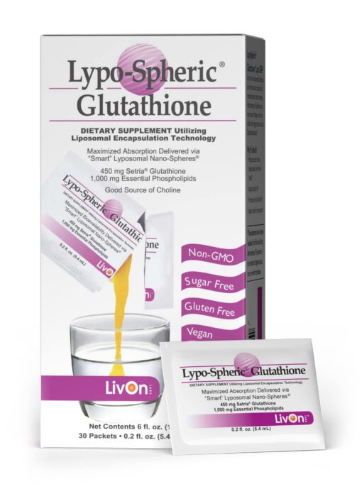 Lypo-Spheric Glutathione - 30 Packets – 450 mg Glutathione Per Packet – Liposome Encapsulated for Maximum Bioavailability – Professionally Formulated – 100% Non-GMO