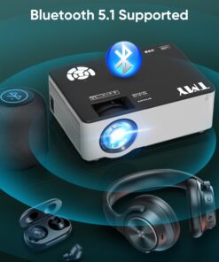 TMY Native 1080P Projector with 5G WiFi and Bluetooth 5.1, 13000 Lumens 4K Supported Mini Projector, Portable Projector Compatible with TV Stick/Phone/PC/DVD/HDMI/AV/USB/SD, Outdoor Movie Projector 45 71pzlLXIBHL