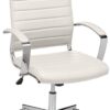 Amazon Basics High-Back Executive Swivel Office Desk Chair with Ribbed Puresoft Upholstery, Lumbar Support, Modern Style, 23.9"D x 24.69"W x 41.5"H, Stunning White 16 71q0yiIvIfL