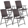 Tangkula 4 PCS Folding Patio Chair Set Outdoor Pool Lawn Portable Wicker Chair with Armrest & Footrest Durable Rattan Steel Frame Commercial Foldable Stackable Party Wedding Chair Set (24X23X37) 24X23X37 24 71q2uvgK26L 1